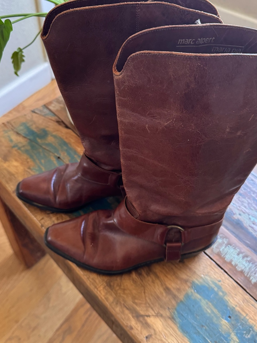 Brown Leather Mid-Calf Ankle Boots